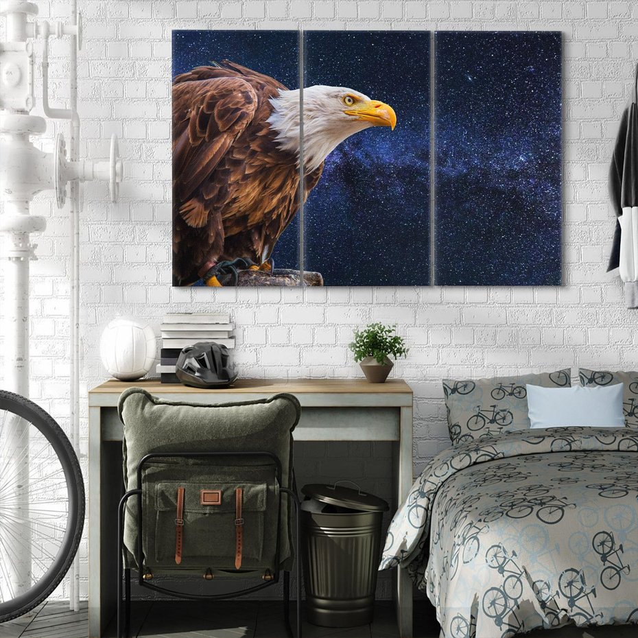 Obraz na płótnie 120x80 - Orzeł w niebieskiej przestrzeni - orzeł, ptak