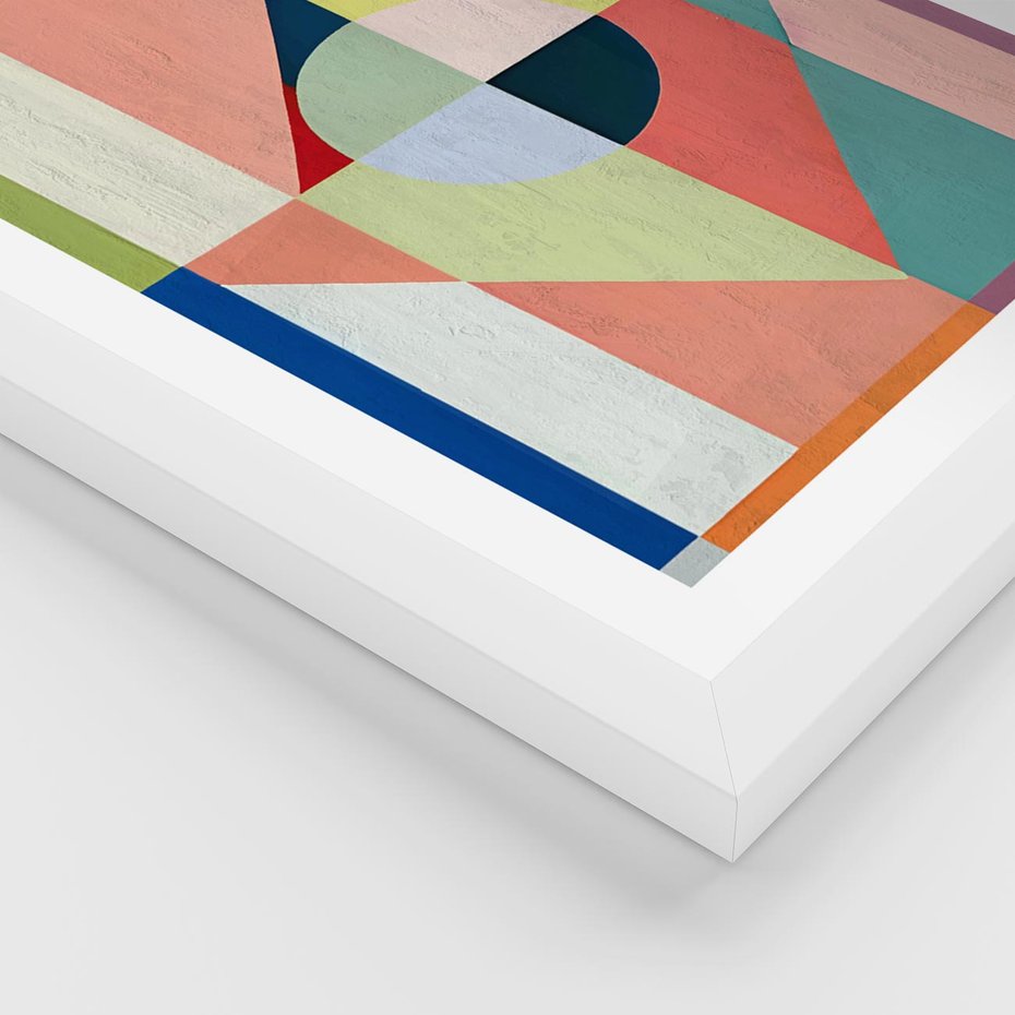 Plakat w ramie 50x70 - Księga Kolorowych Wizji - różne geometryczne formy, koła - rama biała