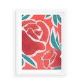 Plakat w ramie 50x70 - Rozkwitające Kształty - nowoczesny plakat, abstrakcyjne róże - rama biała
