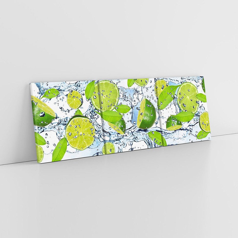Obraz na płótnie 90x30 - Świeżość limonki i błękity wody - limonka, woda