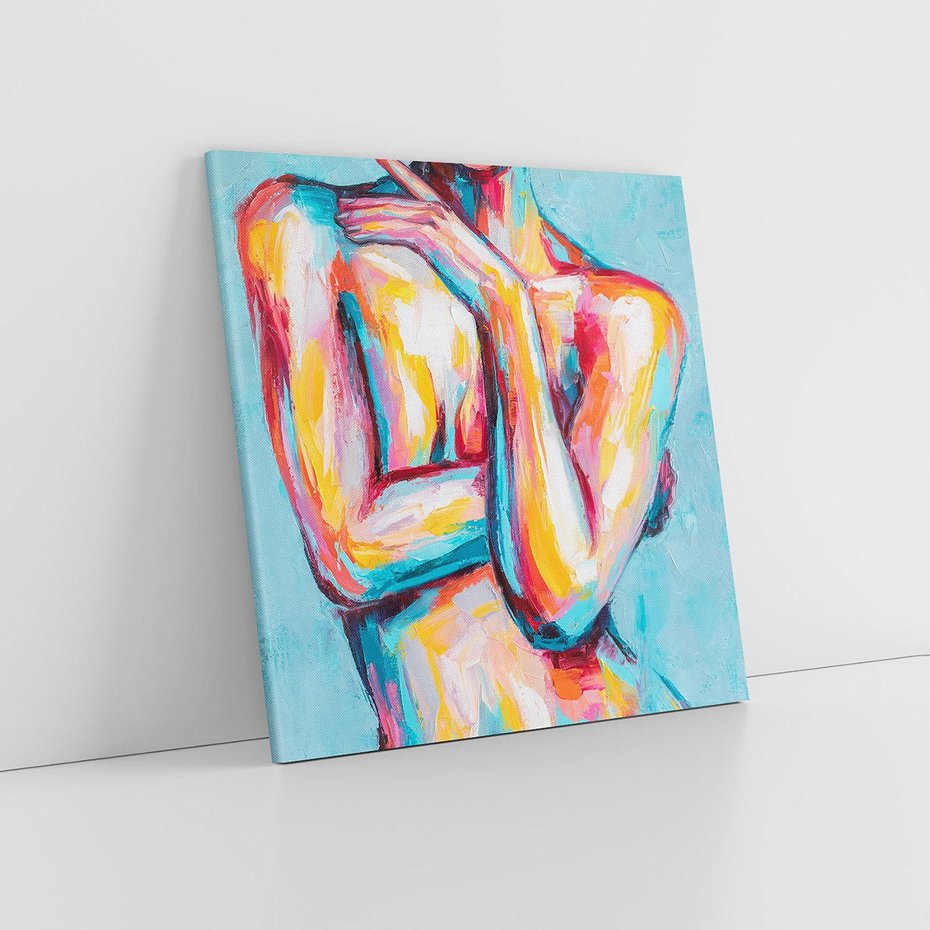 Obraz na płótnie 50x50 - Nagie Natchnienie - obraz olejny, naga kobieta