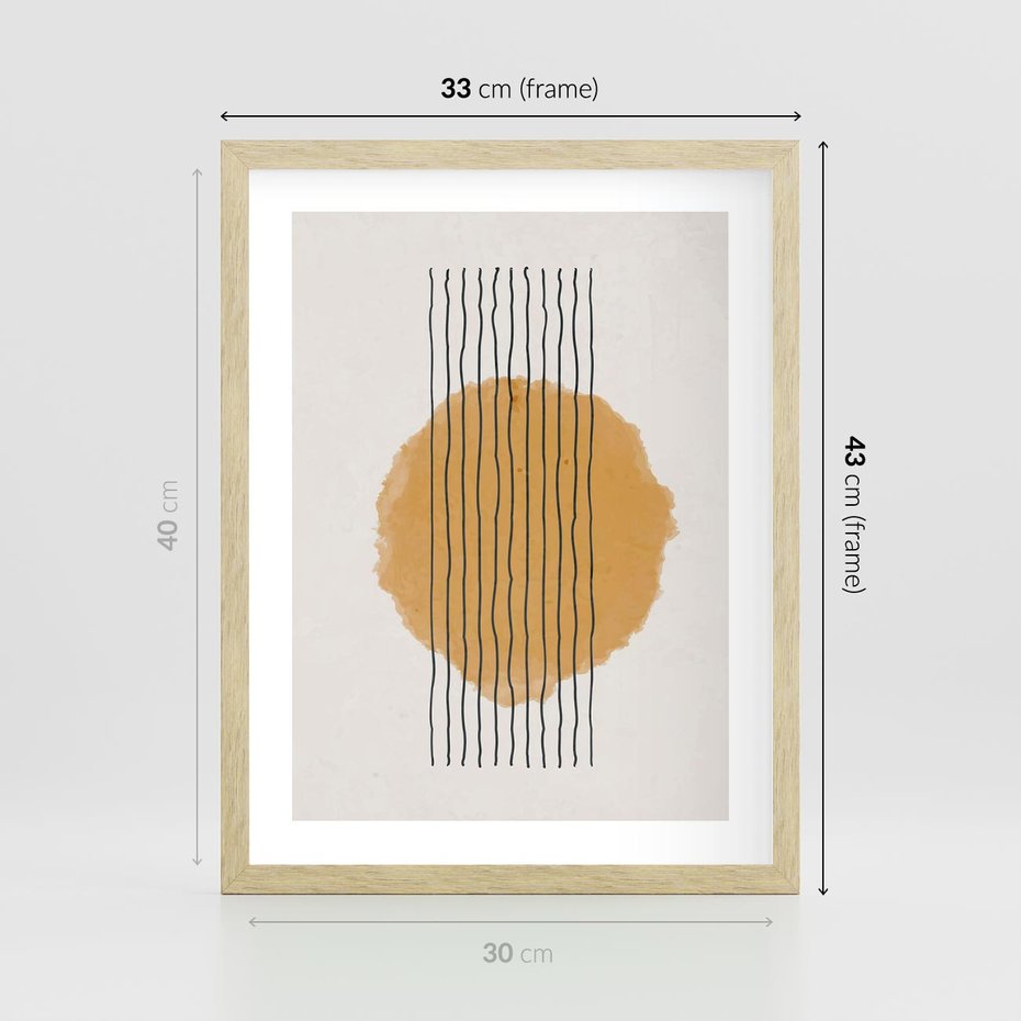 Plakat w ramie 30x40 - Taniec Emocji - abstrakcyjne akwarelowe plamy, nieregularne kreski - rama drewno