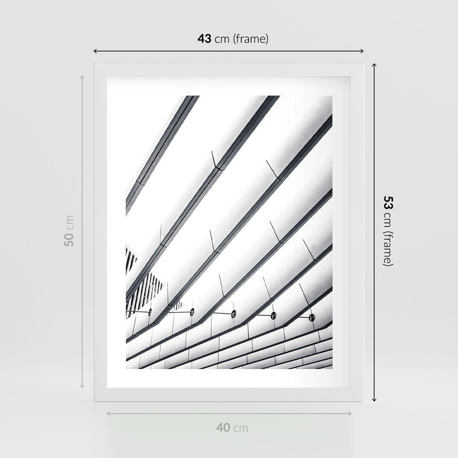 Plakat w ramie 40x50 - Czarno-Biała Fotografia Architektury - nowoczesna architektura, bialo czarny - rama biała