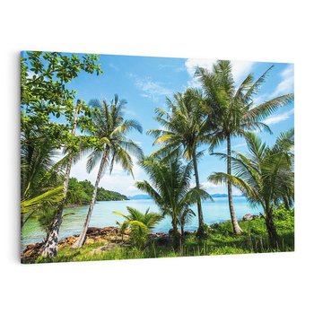 Obraz na płótnie 100x70 - Rajski wypoczynek - palmy, morze