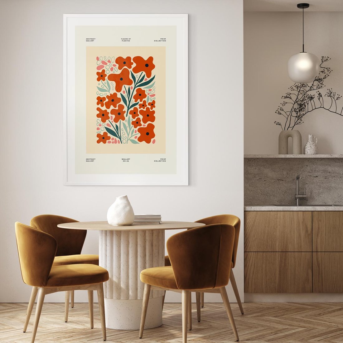 Plakat w ramie 40x50 - Refleksje Kolorowych Tajemnic - kwiaty, kompozycja - rama biała