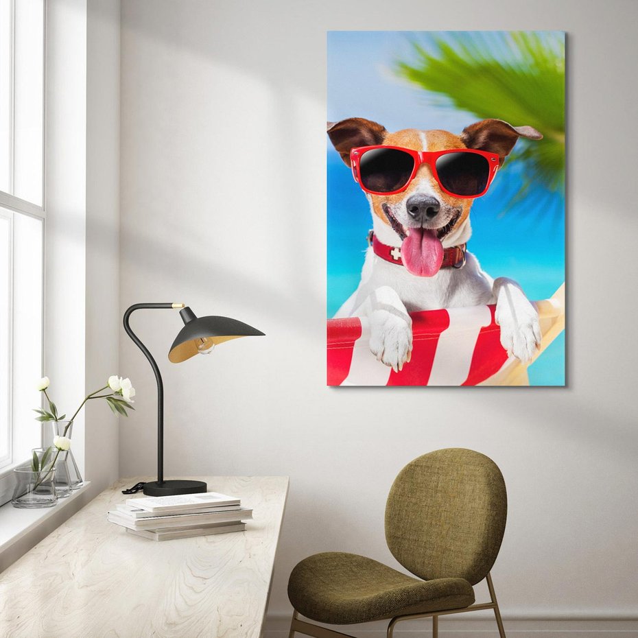 Obraz na płótnie 80x120 - Wakacyjny pies: Słoneczne przygody - pies, wakacje