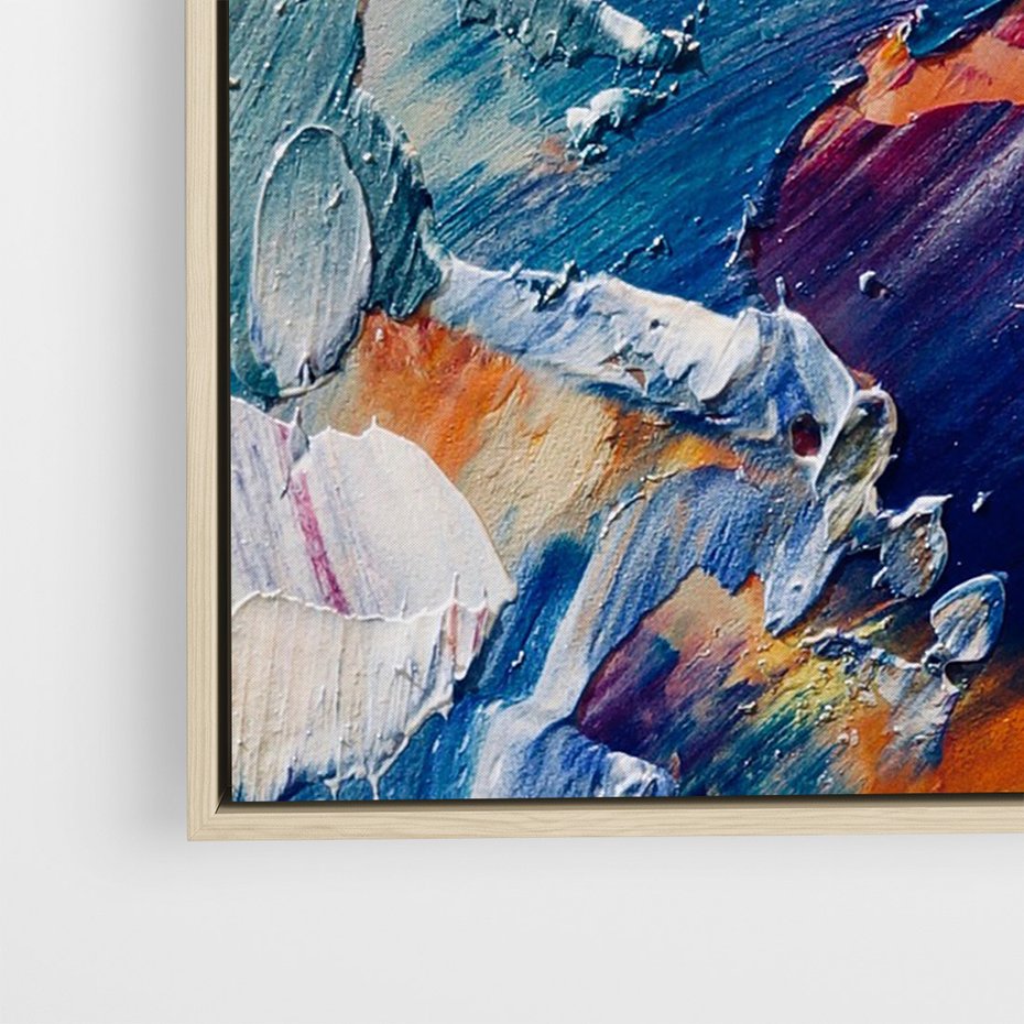 Obraz w ramie 50x70 - Rytmy ukrytych pragnień - chaos i abstrakcja, plamy koloru - rama drewno