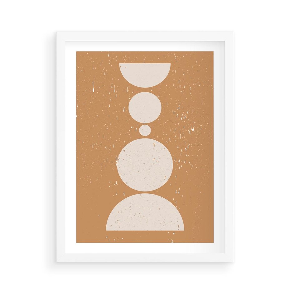 Plakat w ramie 50x70 - Podróżne Echa - mid century styl, nowoczesna grafika - rama biała