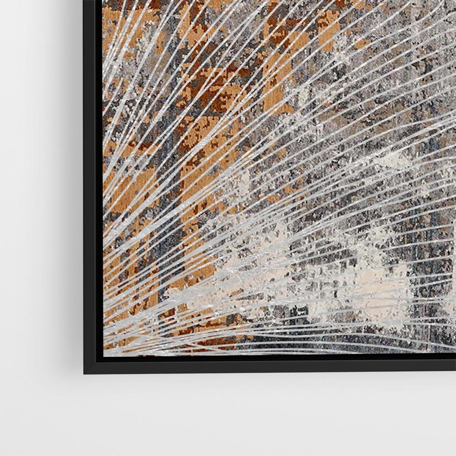 Obraz w ramie 50x50 - Złote liście melancholii - liście miłorzębu, tekstura - rama czarna