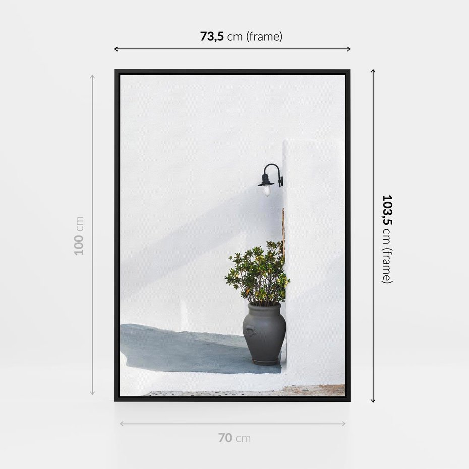 Obraz w ramie 70x100 - Błękitne wybrzeże - Santorini, Grecja - rama czarna