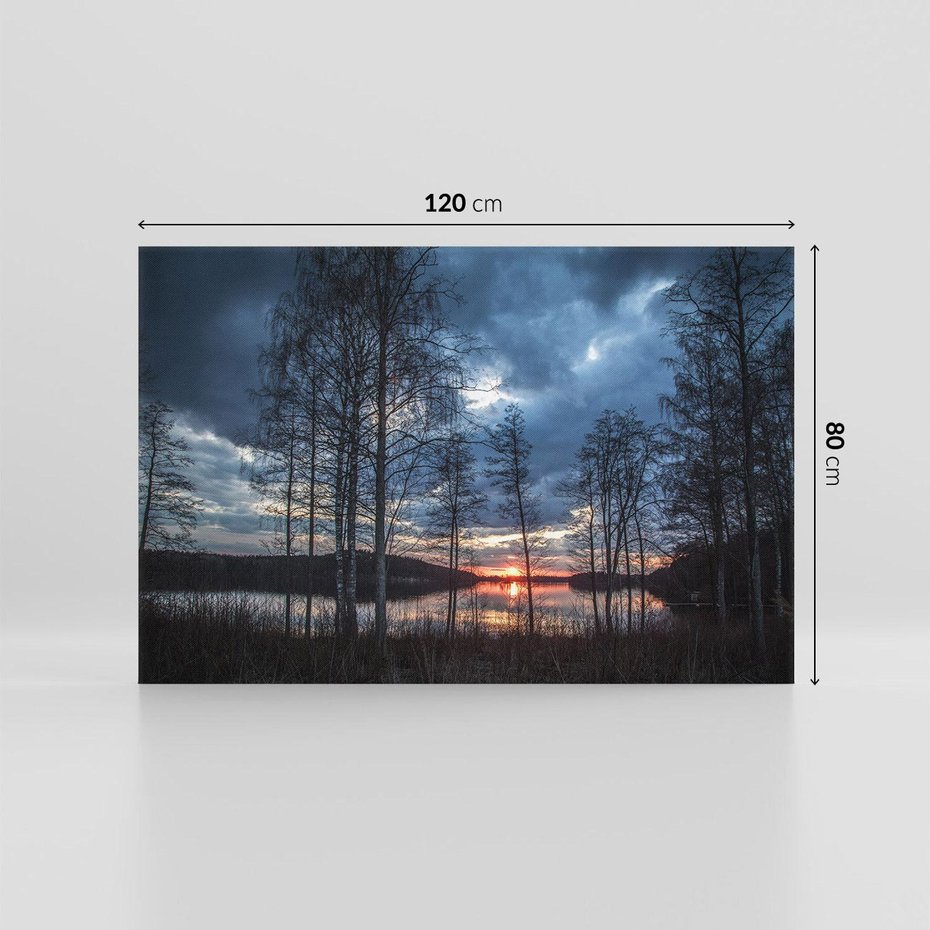 Obraz na płótnie 120x80 - Zachód słońca nad jeziorem - zachód, słońca