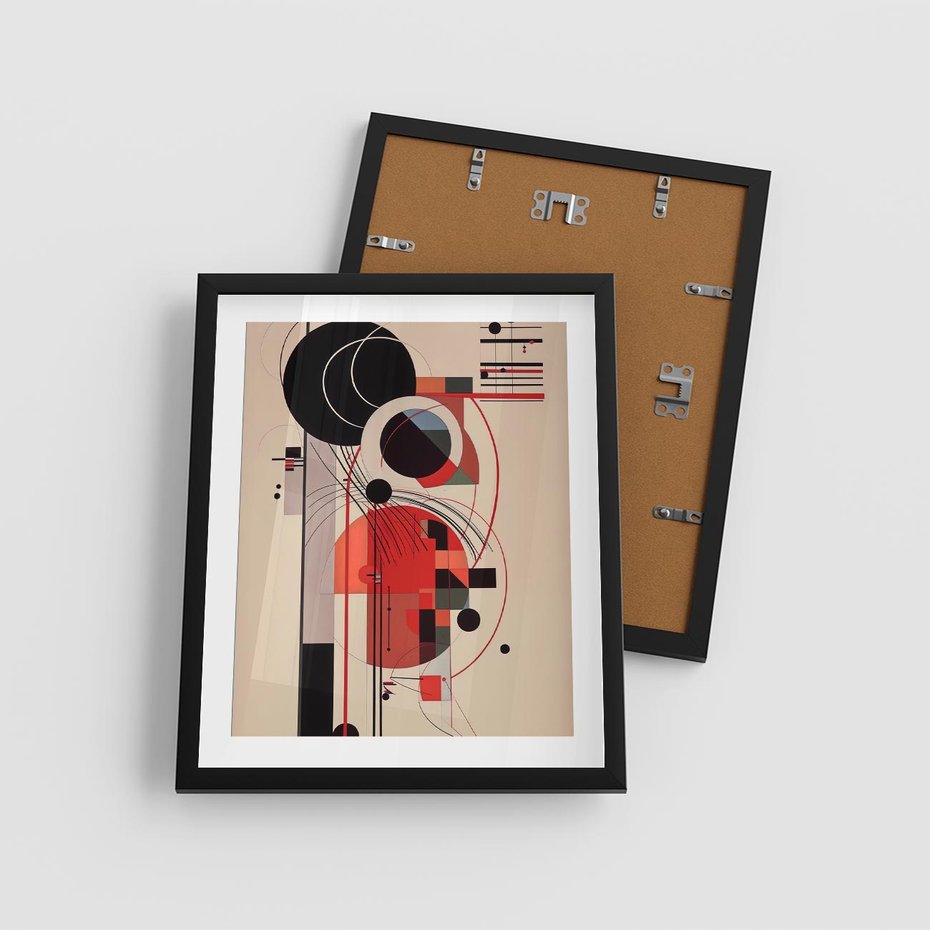 Plakat w ramie 40x50 - Rozbijające Granice Dźwięku - modernistyczny obraz, styl bauhaus - rama czarna