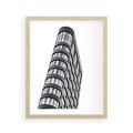 Plakat w ramie 40x50 - Wieżowiec na Monochromatycznym Obrazie - architektura, wieżowiec - rama drewno