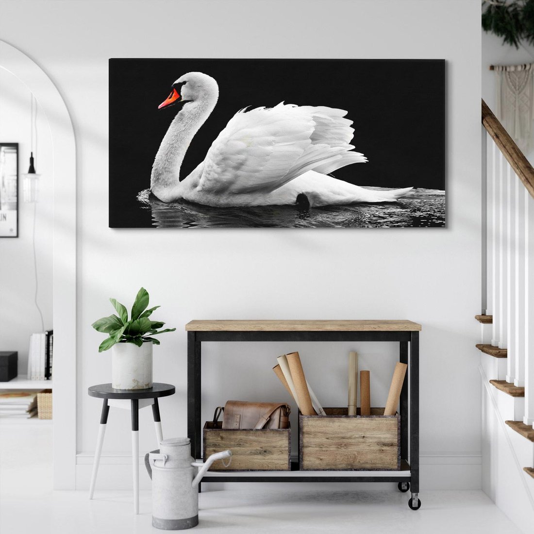 Obraz na płótnie 100x50 - Delikatne Uderzenie Skrzydeł Łabędzia - łabędź, ptak