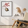 Plakat bez ramy 21x30 - Filiżanka Kawy z Gałązką Jarzębiny - kawa, gałązka jarzębiny