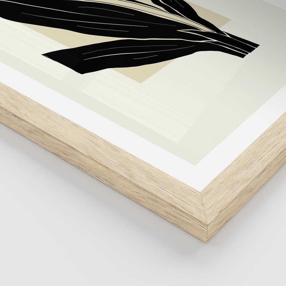 Plakat w ramie 50x70 - Harmonia liści - minimalistyczny obraz, szkic - rama drewno