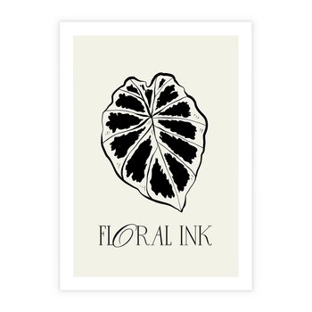 Plakat bez ramy 30x40 - Zapisane na liściach wspomnienia - liść, czarny kontur na jasnym tle