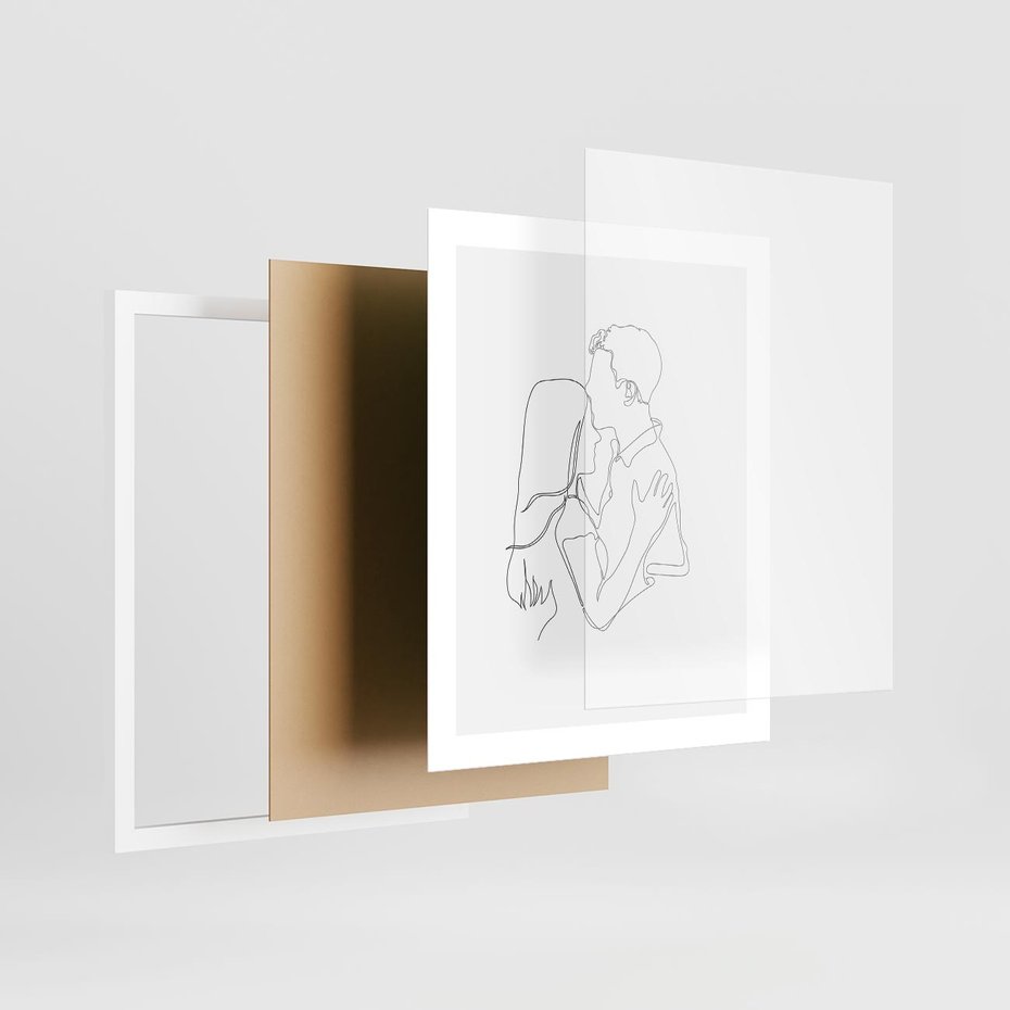 Plakat w ramie 40x50 - Bezgraniczne Przenikanie - para zakochanych, kobieta i mężczyzna - rama biała