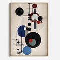 Obraz w ramie 80x120 - Rozkwitające Wibracje Wyobraźni - abstrakcyjna geometryczna kompozycja, koła linie - rama drewno