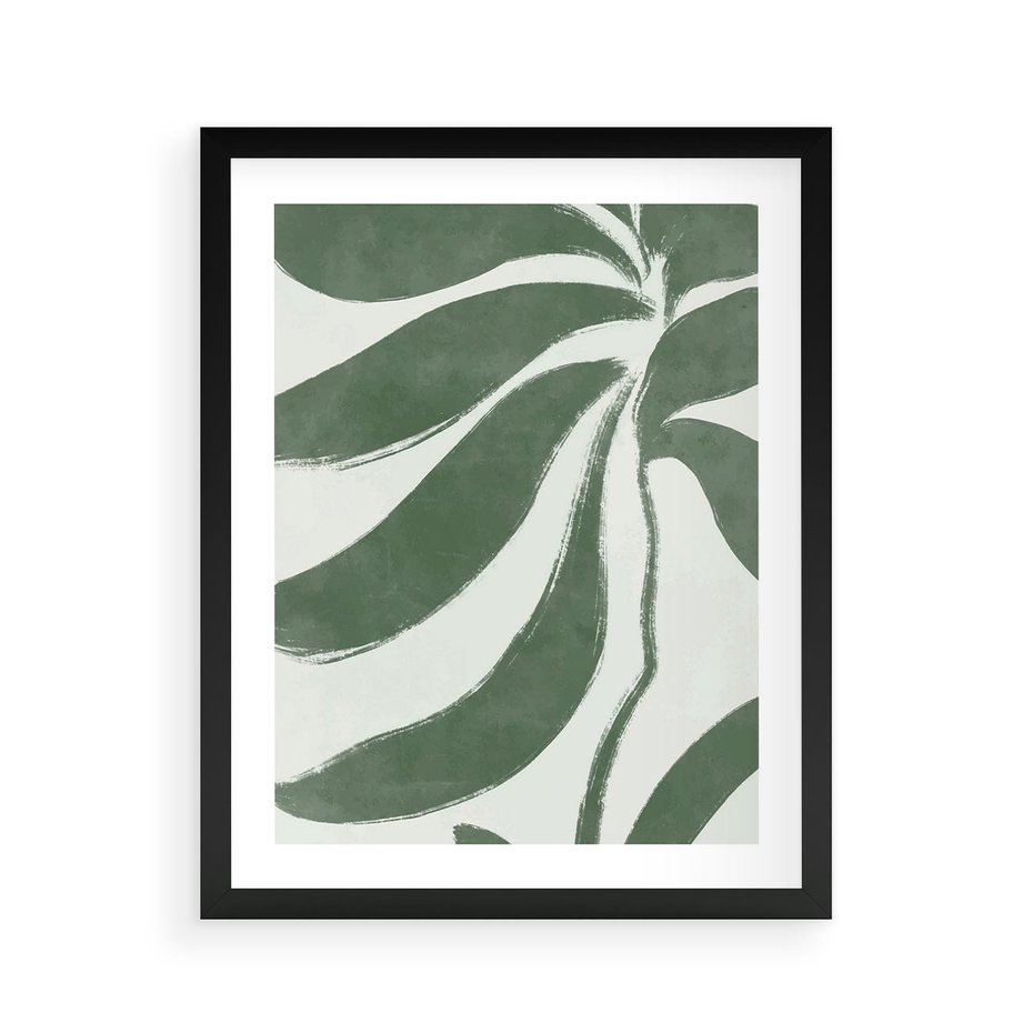 Plakat w ramie 40x50 - Zieleń Wewnętrznego Spokoju - zielony plakat, roślinne inspiracje - rama czarna