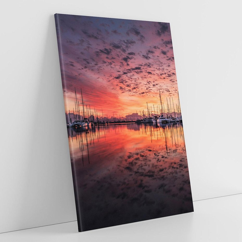 Obraz na płótnie 50x70 - Morze, fale i skały - zachód słońca,