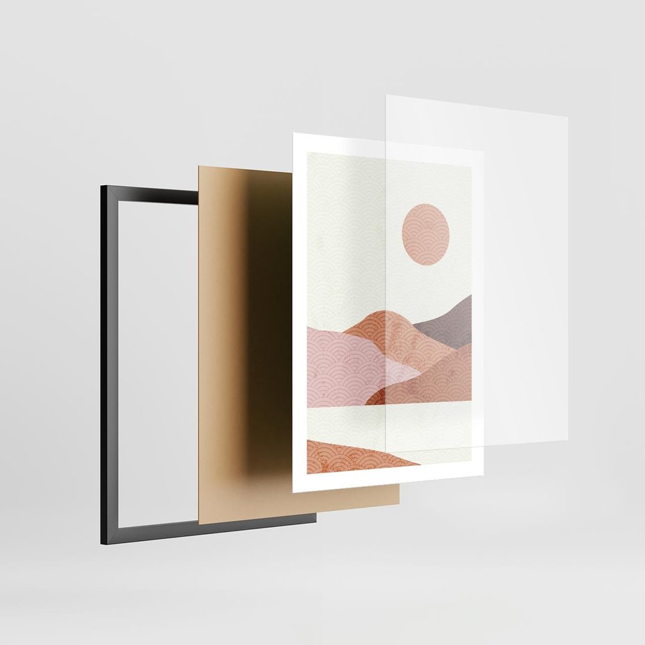 Plakat w ramie 50x70 - Górskie Wzory - nowoczesna sztuka, góry - rama czarna