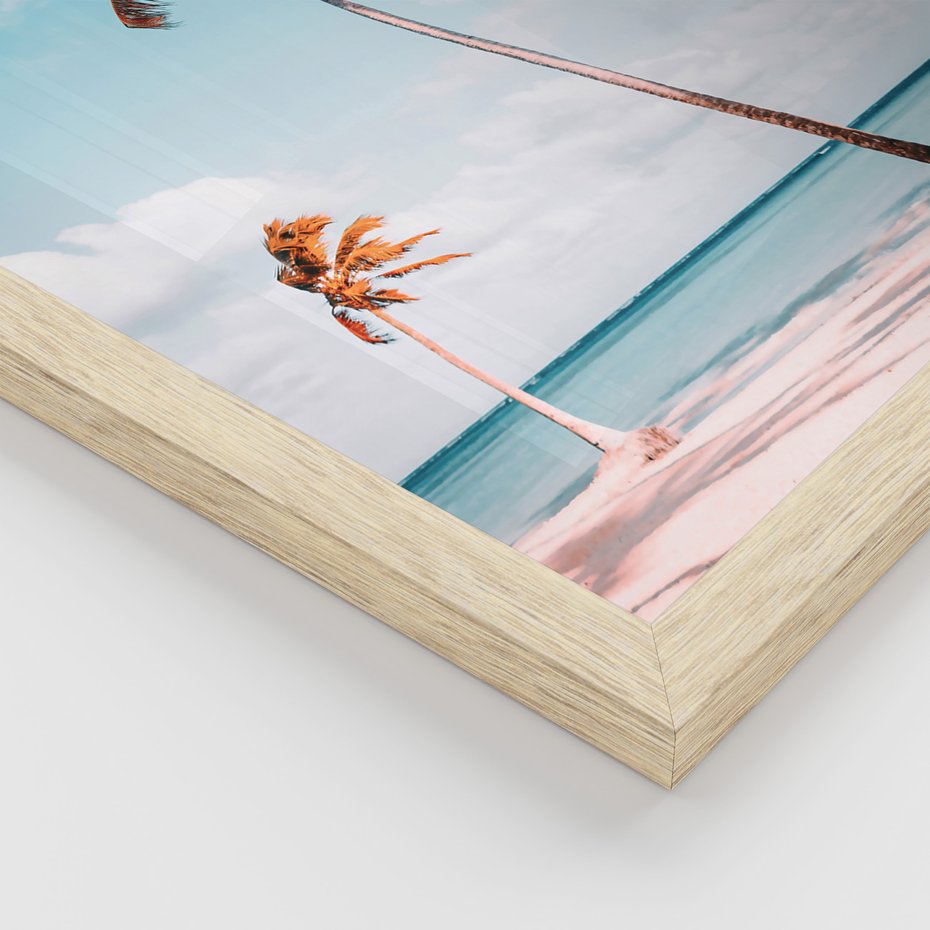 Zestaw obrazy w ramie 50x70 galeria - Palmy, plaża, morze, skały, lato - rama drewno