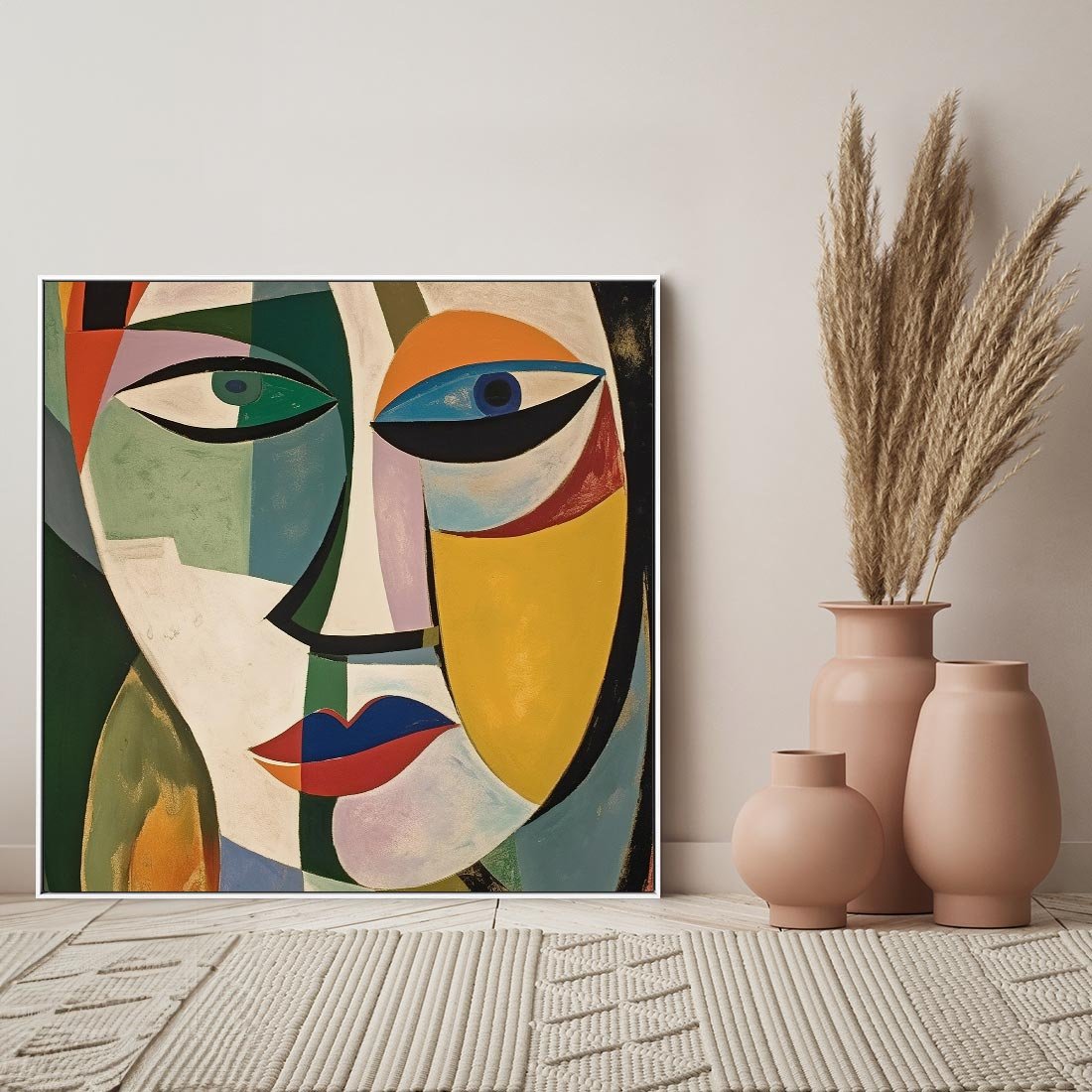 Obraz w ramie 50x50 - Kolorowe Dziwne Wyobrażenia - abstrakcyjny obraz, olejny - rama biała