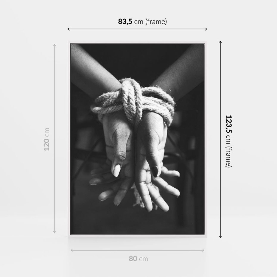 Obraz w ramie 80x120 - Splątane Uczucia - czarno biała fotografia, artystyczna - rama biała