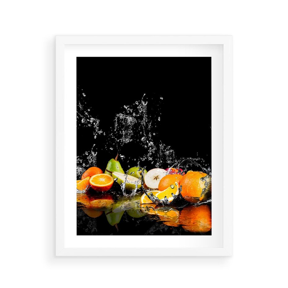 Plakat w ramie 40x50 - Owoce w Restauracji - owoce, kuchnia - rama biała