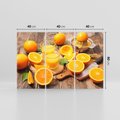 Obraz na płótnie 120x80 - Soczyste pomarańcze i soki - pomarańcze, soki