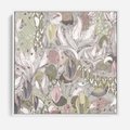 Obraz w ramie 50x50 - Pejzaże zatajonej duszy - połączenie tekstur, roślinne motywy - rama biała