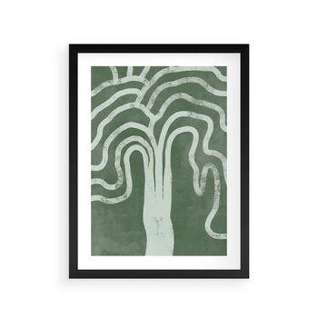 Plakat w ramie 50x70 - Inspirujące Zawiłości Zieleni - abstrakcyjny kształt, zielony plakat - rama czarna