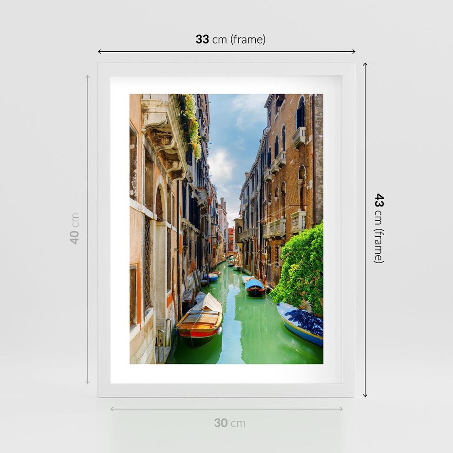 Plakat w ramie 30x40 - Wenecja: romantyczne miasto wodnych dróg - Wenecja, Włochy - rama biała