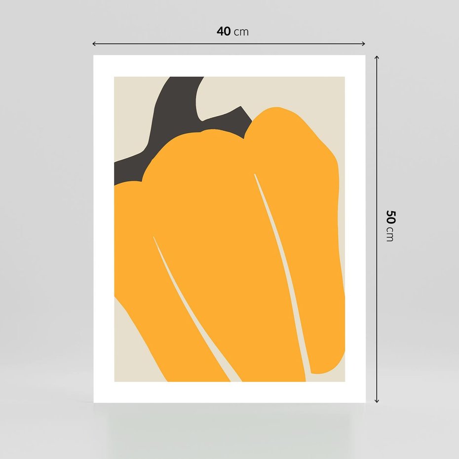 Plakat bez ramy 40x50 - Migocące Formy - abstrakcyjny minimalistyczny obraz, żółta papryczka