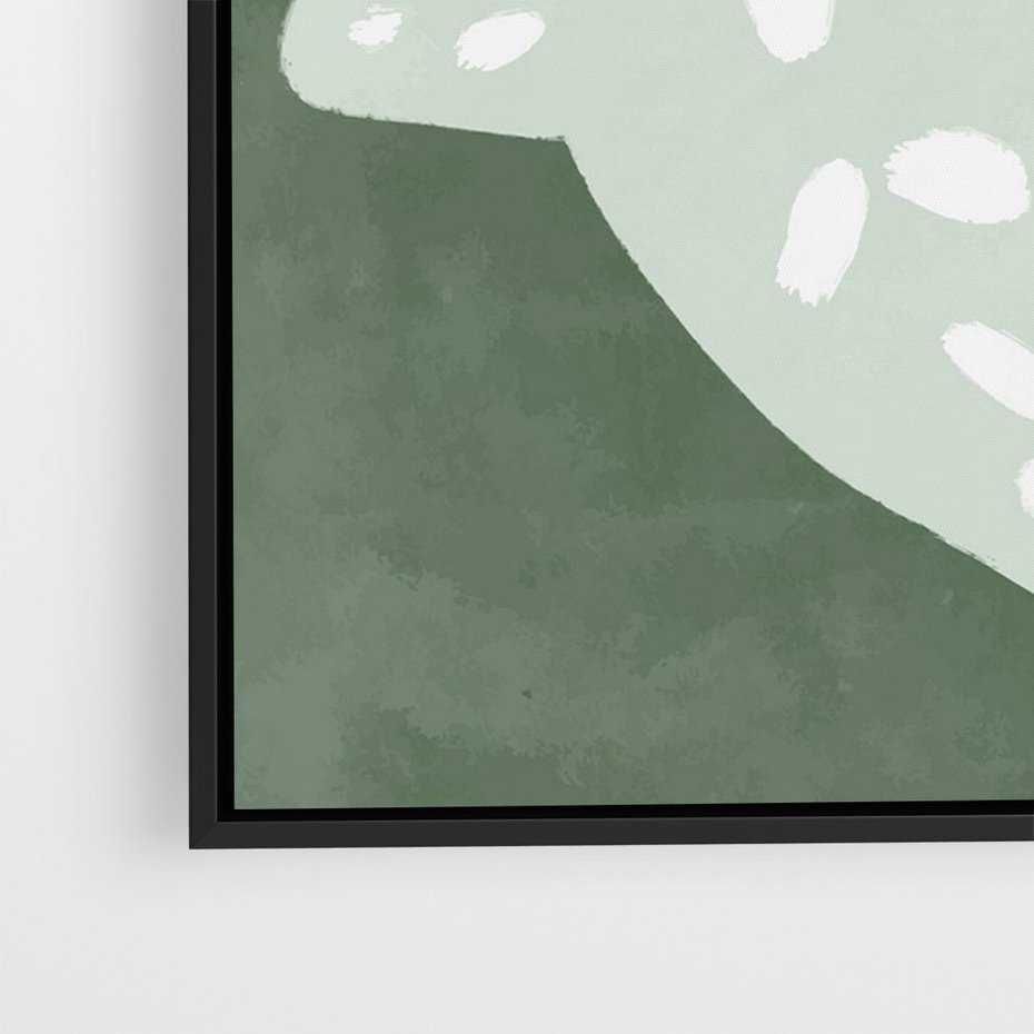 Obraz w ramie 50x70 - Migotliwe Wibracje Zieleni - zielony plakat, abstrakcja przypominająca rybę - rama czarna