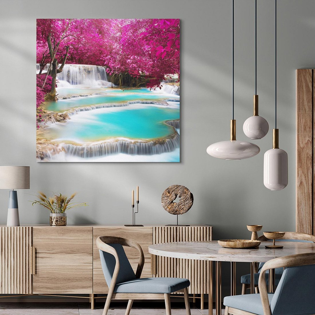 Obraz na płótnie 70x70 - Siła Natury - wodospad, Tajlandia