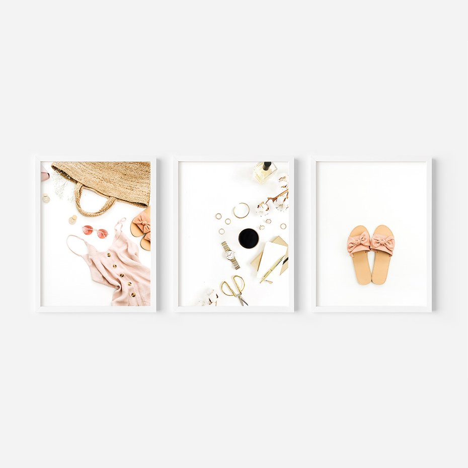 Zestaw obrazy w ramie 30x40 galeria - Moda, fashion, wakacje - rama biała