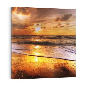 Obraz na płótnie 40x40 - Tropikalna wyspa nad oceanem - zachód, słońca