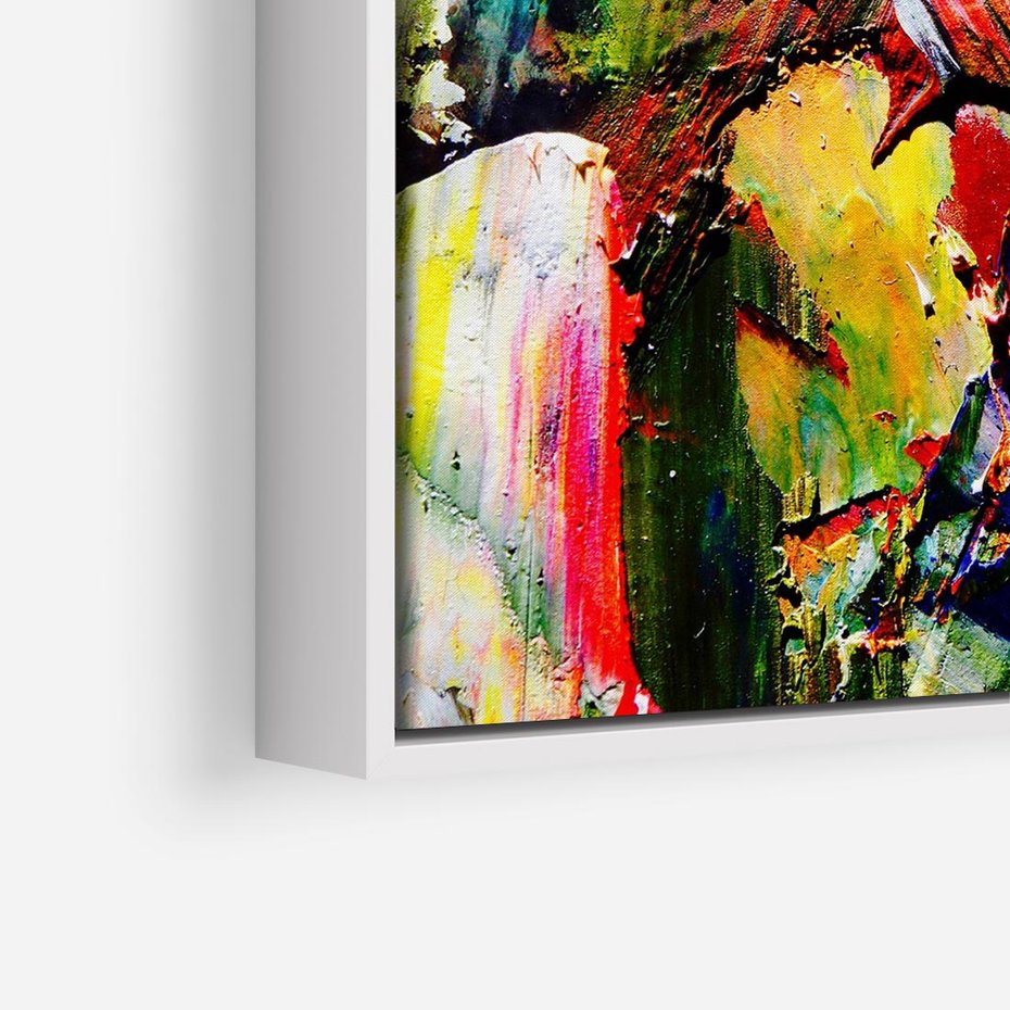Obraz w ramie 50x50 - Szalejące ognie kolorów - abstrakcja, farby olejne - rama biała