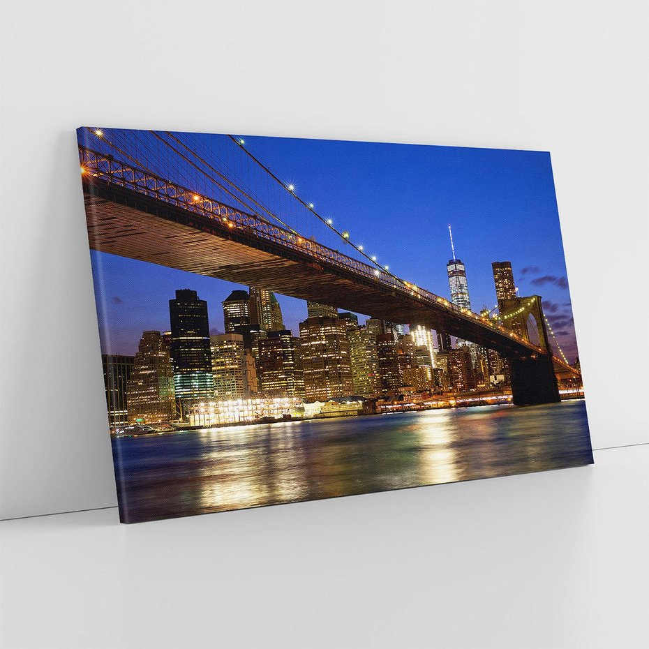 Obraz na płótnie 100x70 - Nowojorski most w świetle nocy - most, Nowy Jork