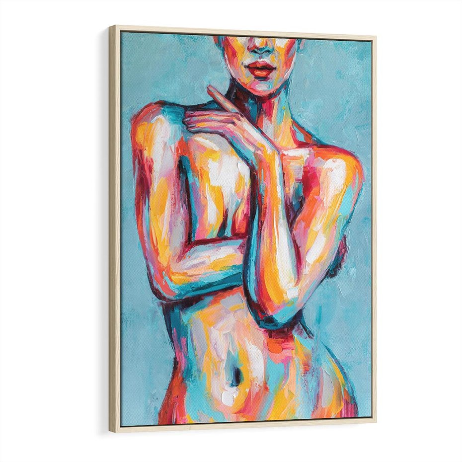 Obraz w ramie 80x120 - Nagie Natchnienie - obraz olejny, naga kobieta - rama drewno