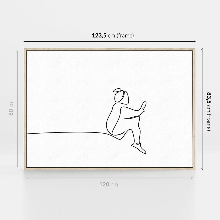 Obraz w ramie 120x80 - Linie Wewnętrznej Refleksji - line art, szkic - rama drewno