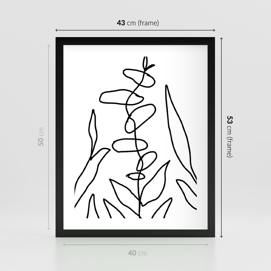 Plakat w ramie 40x50 - Liście Mocy - mroczna sztuka, minimalizm - rama czarna