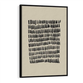 Obraz w ramie 50x70 - Energetyczne Pulsacje Nowości - boho plakat, czarne kropki kreski - rama czarna