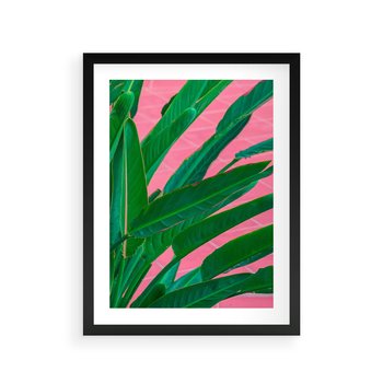 Plakat w ramie 30x40 - Odezwij się do przeszłości - liście, retro - rama czarna