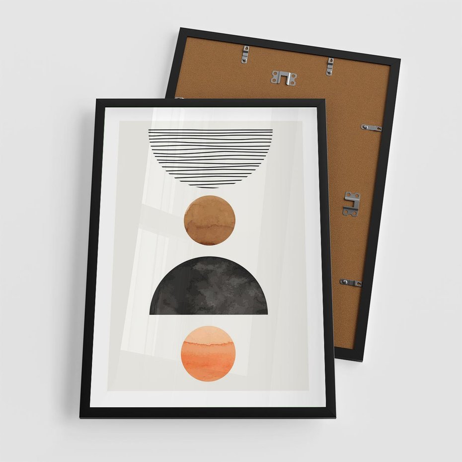 Plakat w ramie 50x70 - Geometryczna Przygoda - nowoczesna grafika, geometria - rama czarna