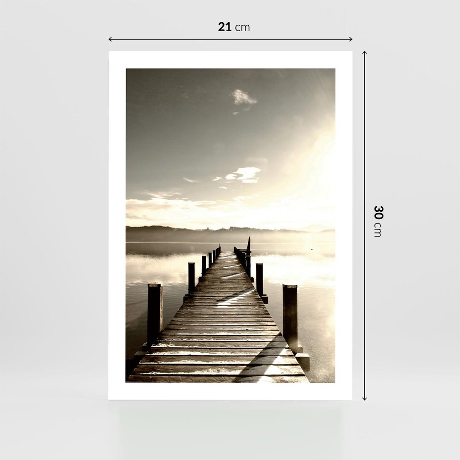 Plakat bez ramy 21x30 - Mglisty poranek na pomostcie - pomost, mgła