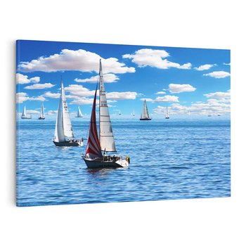 Obraz na płótnie 120x80 - Łódki na morzu i niebo - łódki, morze