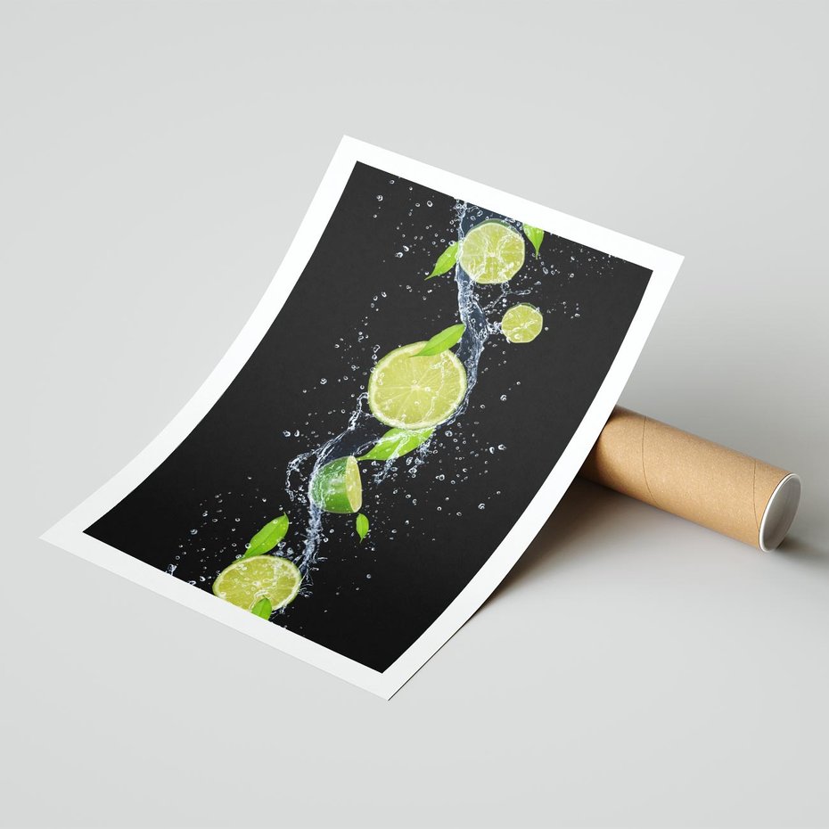 Plakat bez ramy 21x30 - Świeżość Cytrusów - limonki, cytryny
